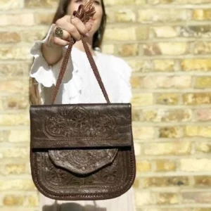 Sac Marron en cuir de vachette